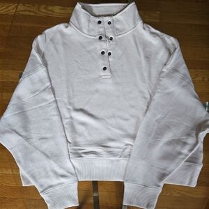 American Eagle Women's White Button-Up Sweater